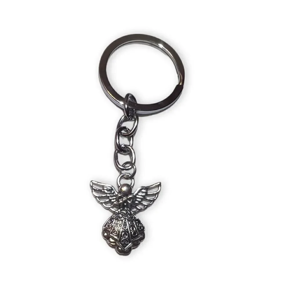Silver Tone Guardian Angel Keychain